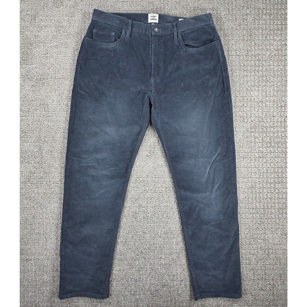 Flint‎ and Tinder Men 34x30 Corduroy Pants Tapered Fit Black 5-Pocket